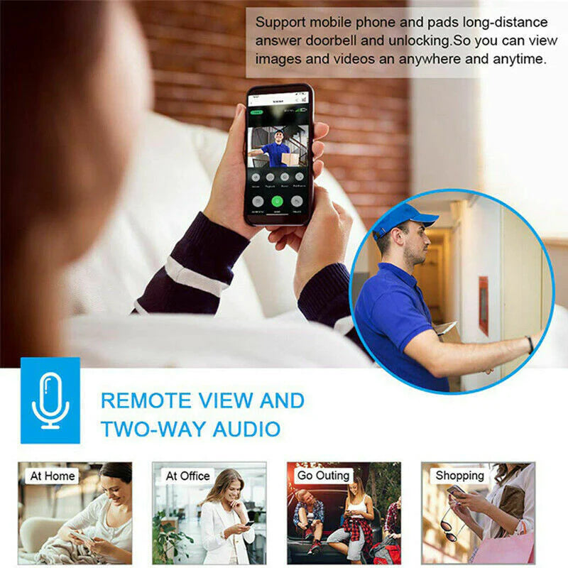 Smart WiFi Video Doorbell Camera with Night Vision & 2-Way Audio.