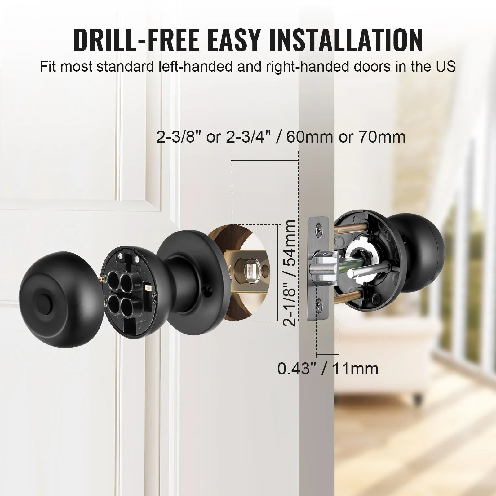 VEVOR Biometric Smart Door Lock – Fingerprint & Bluetooth, App Control, Black.