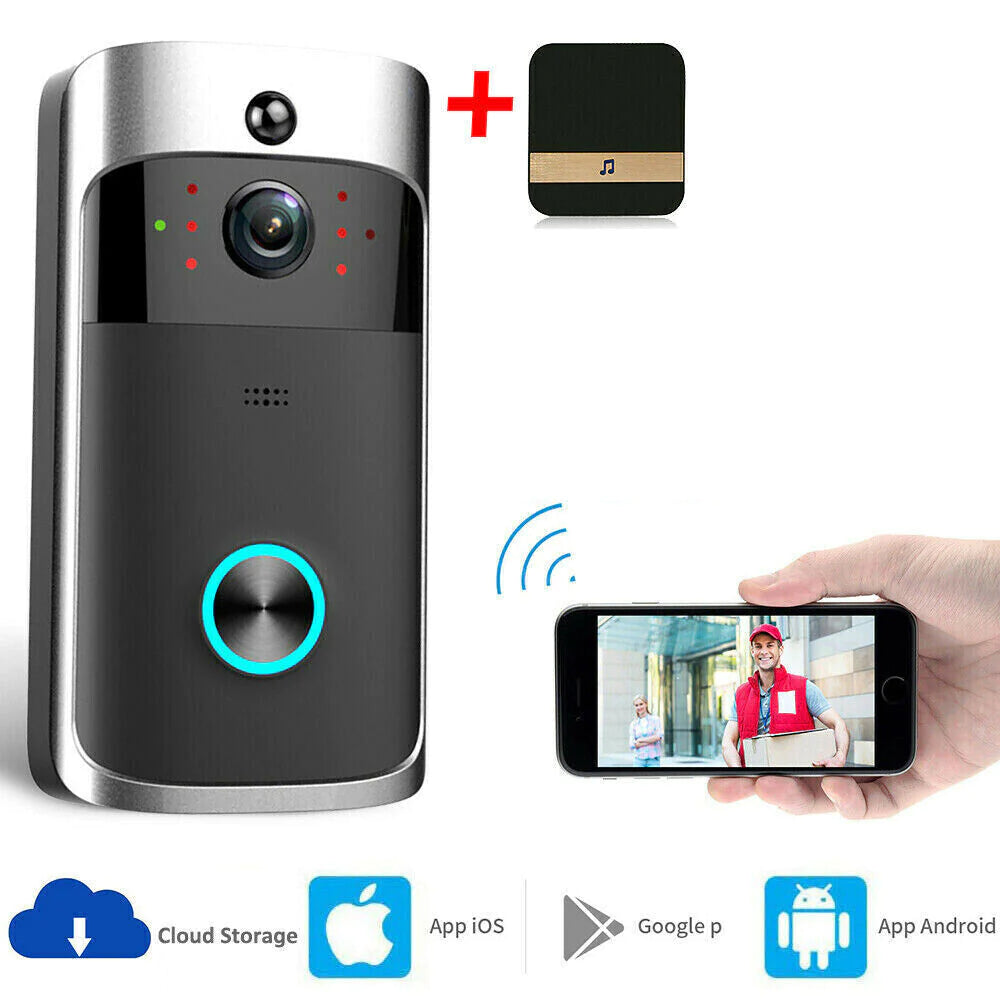 Smart WiFi Video Doorbell Camera with Night Vision & 2-Way Audio.