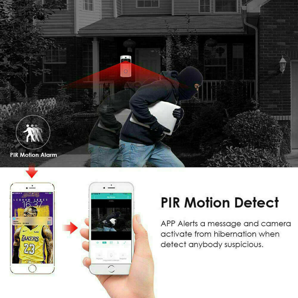 Smart WiFi Video Doorbell Camera with Night Vision & 2-Way Audio.