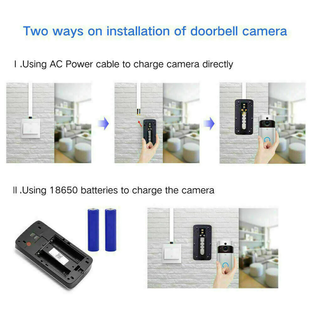Smart WiFi Video Doorbell Camera with Night Vision & 2-Way Audio.