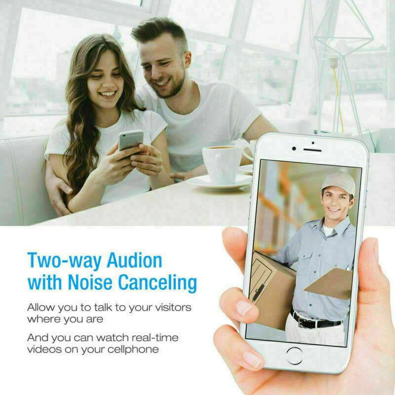 Smart WiFi Video Doorbell Camera with Night Vision & 2-Way Audio.