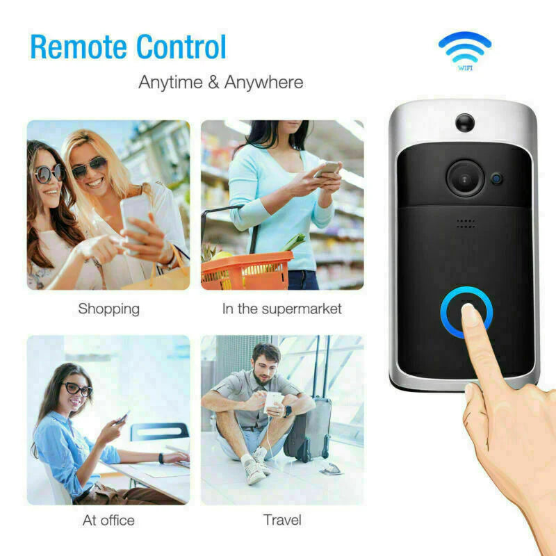 Smart WiFi Video Doorbell Camera with Night Vision & 2-Way Audio.
