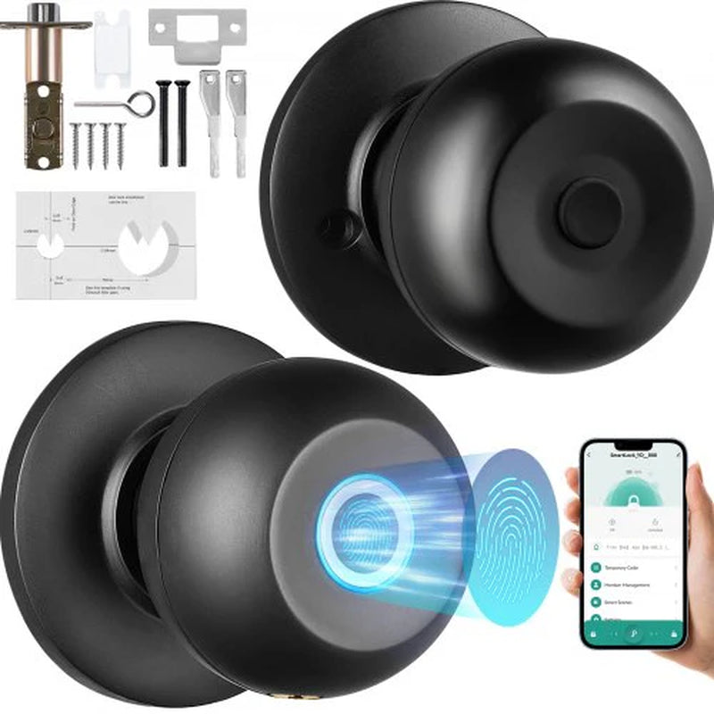 VEVOR Biometric Smart Door Lock – Fingerprint & Bluetooth, App Control, Black.
