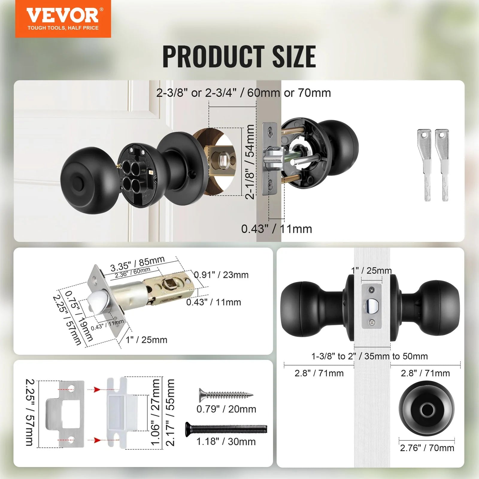 VEVOR Biometric Smart Door Lock – Fingerprint & Bluetooth, App Control, Black.